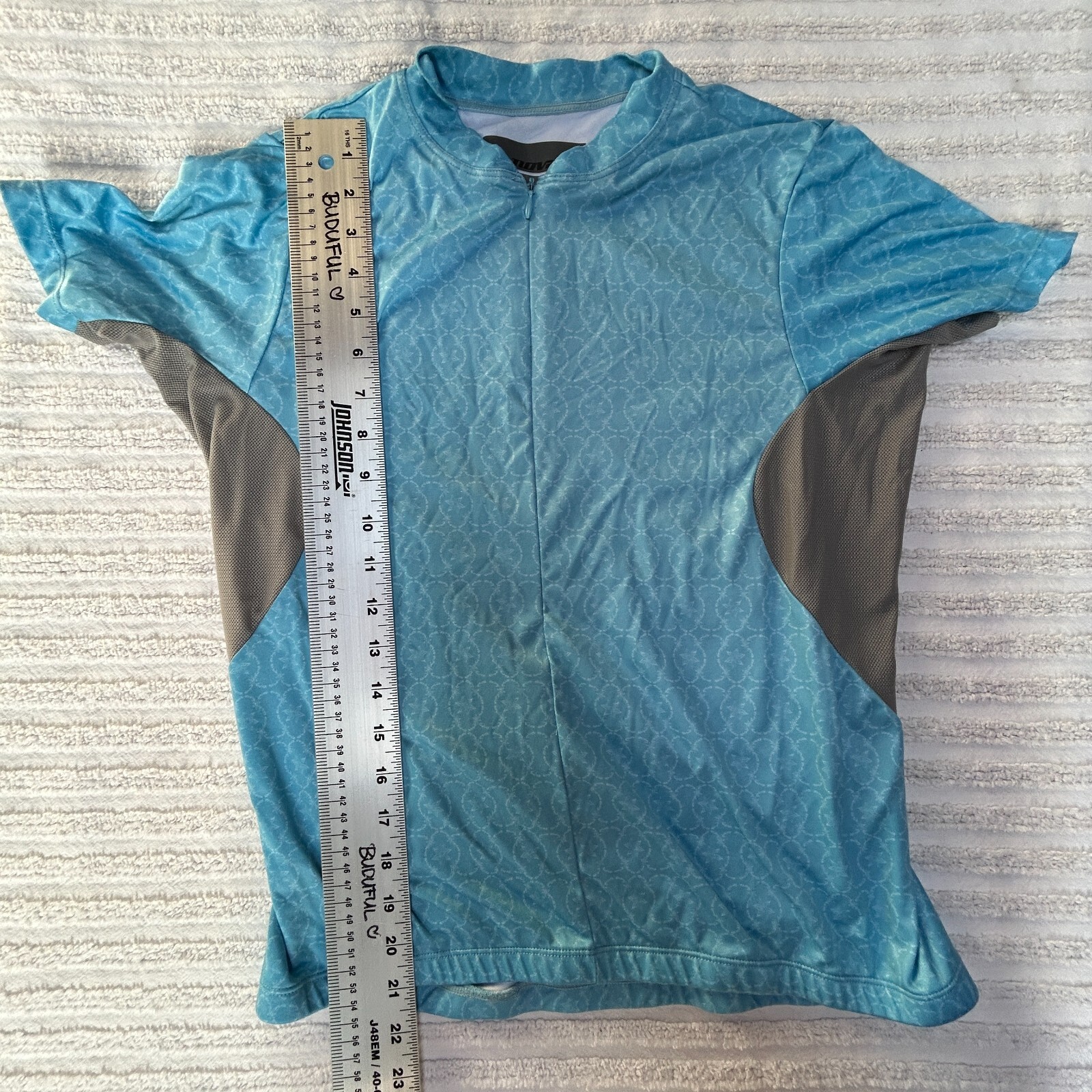 Novara Womens 3/4 Zip Cycling Jersey Shirt Large Short Sleeve Blue Gray Pockets
