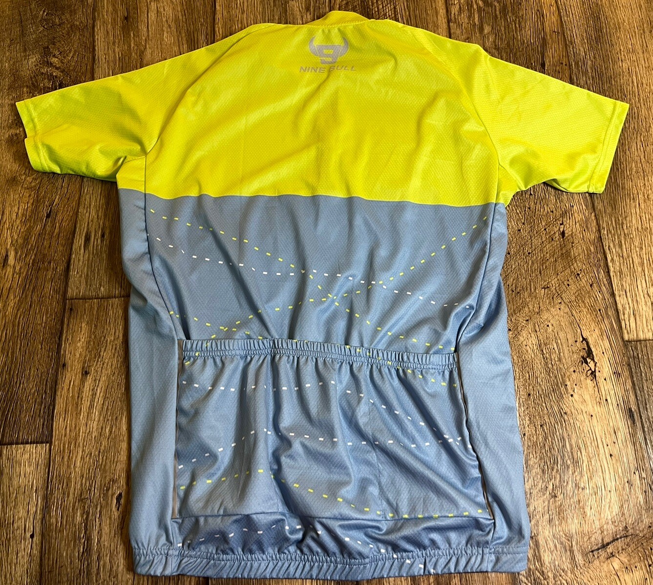Nine Bull Cycling Jersey Lime Green Light Blue Colorblock Large
