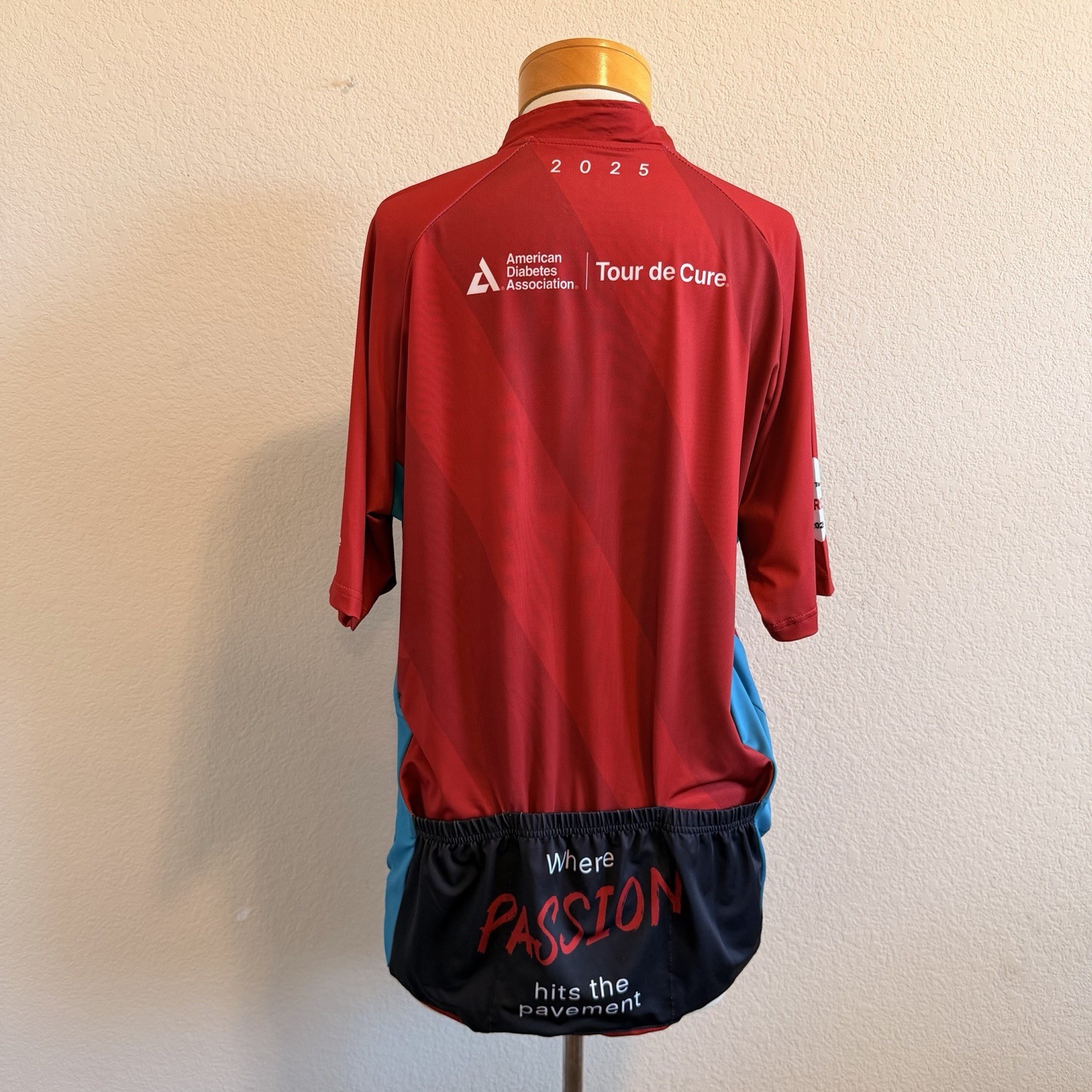 Eversole Run American Diabetes 2025 Red Cycling Jersey Full Zip Mens 2X
