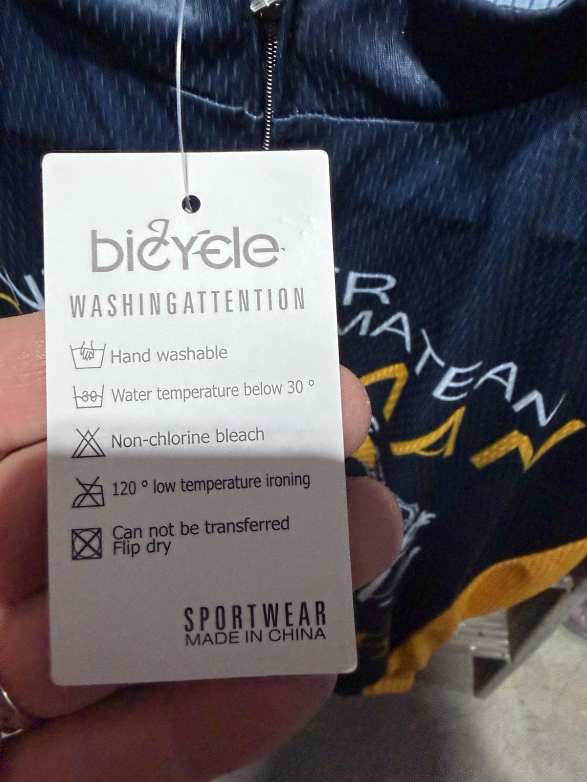 Old Man With A Bicycle Cycling Jersey Mens XL Blue Yellow Zip