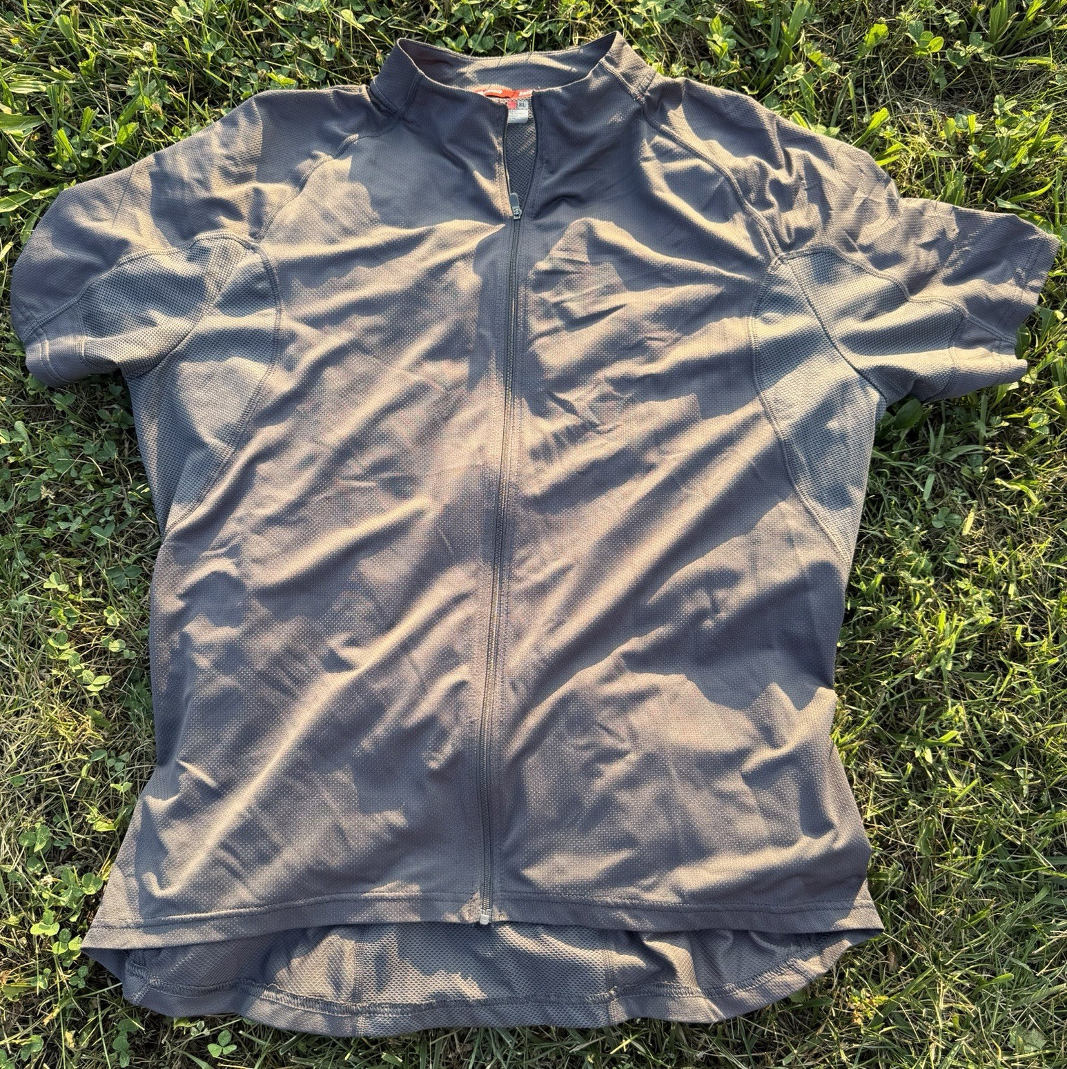 Novara Men’s XL Gray Full Zip Short Sleeve Cycling Jersey Pockets Mock Neck