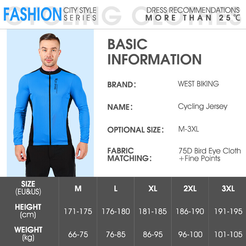 WEST BIKING Men Pro Cycling Jersey Long Sleeve Breathable Sports Coat Jacket