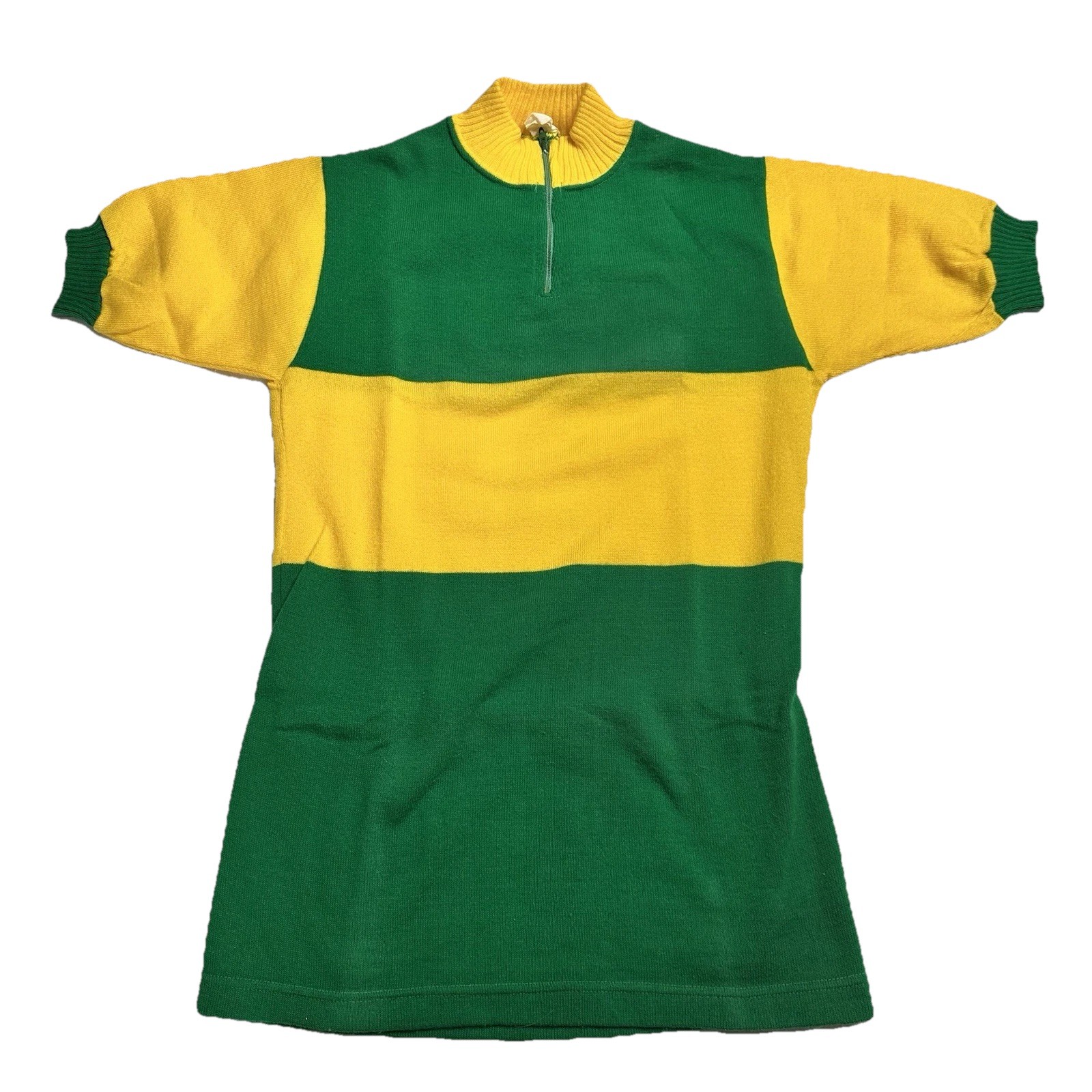 Vintage Wool Blend Cycling Jersey – Medium (Chest 32) Green Yellow