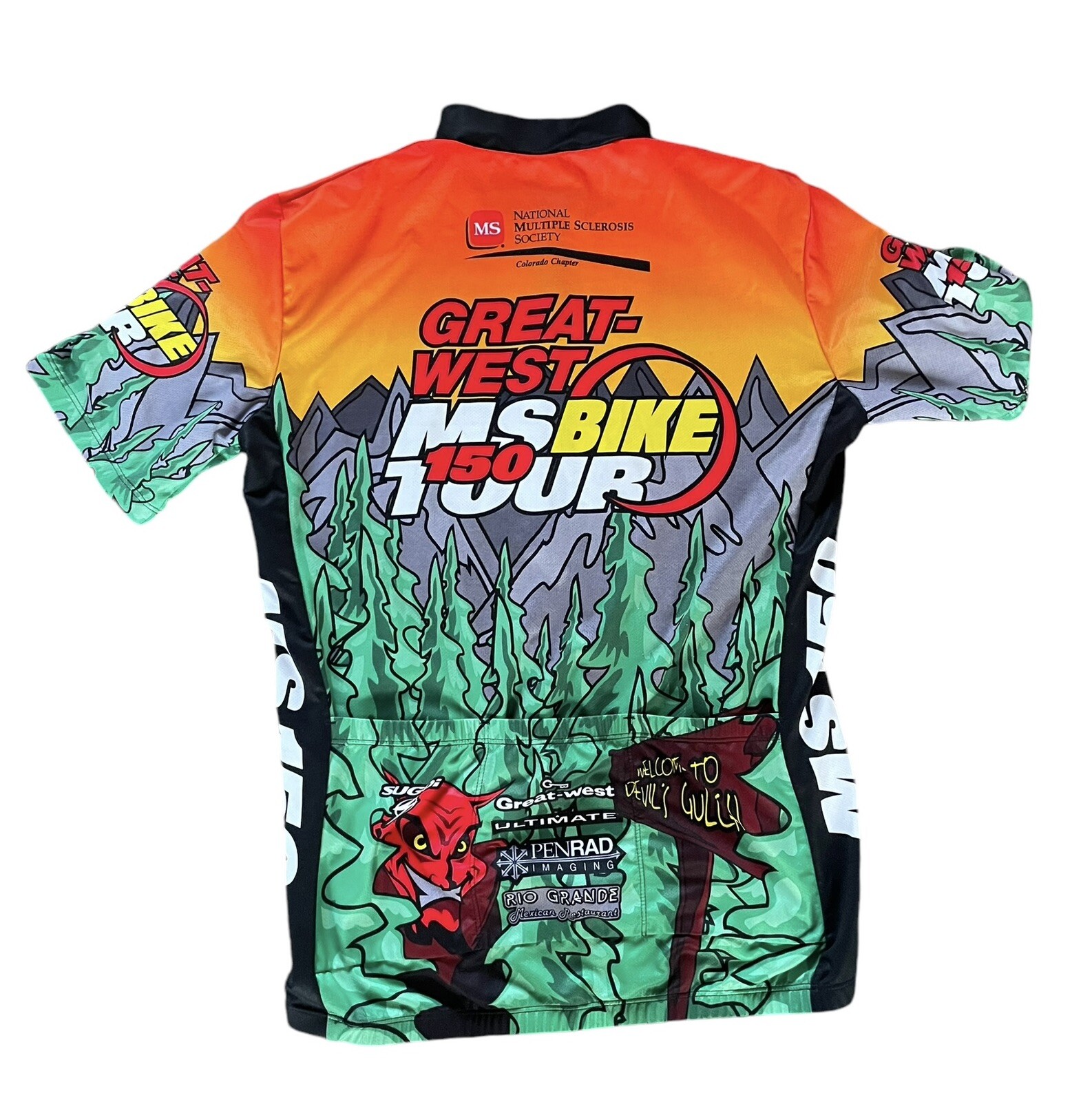 Vintage SUGOI Cycling Jersey Medium Pockets Shirt High Roller Devil’s Gulch 2002