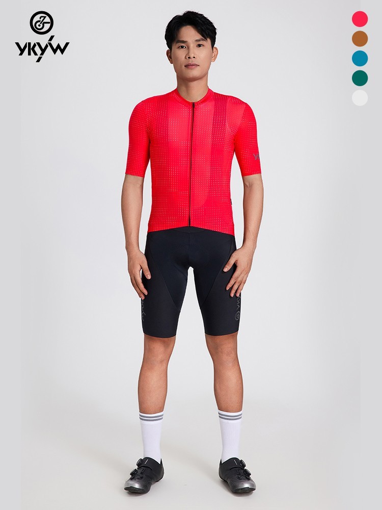 YKYW SPF50+ Mens Cycling Jersey Short Sleeve Seamless Road Bike Shirt Breathable