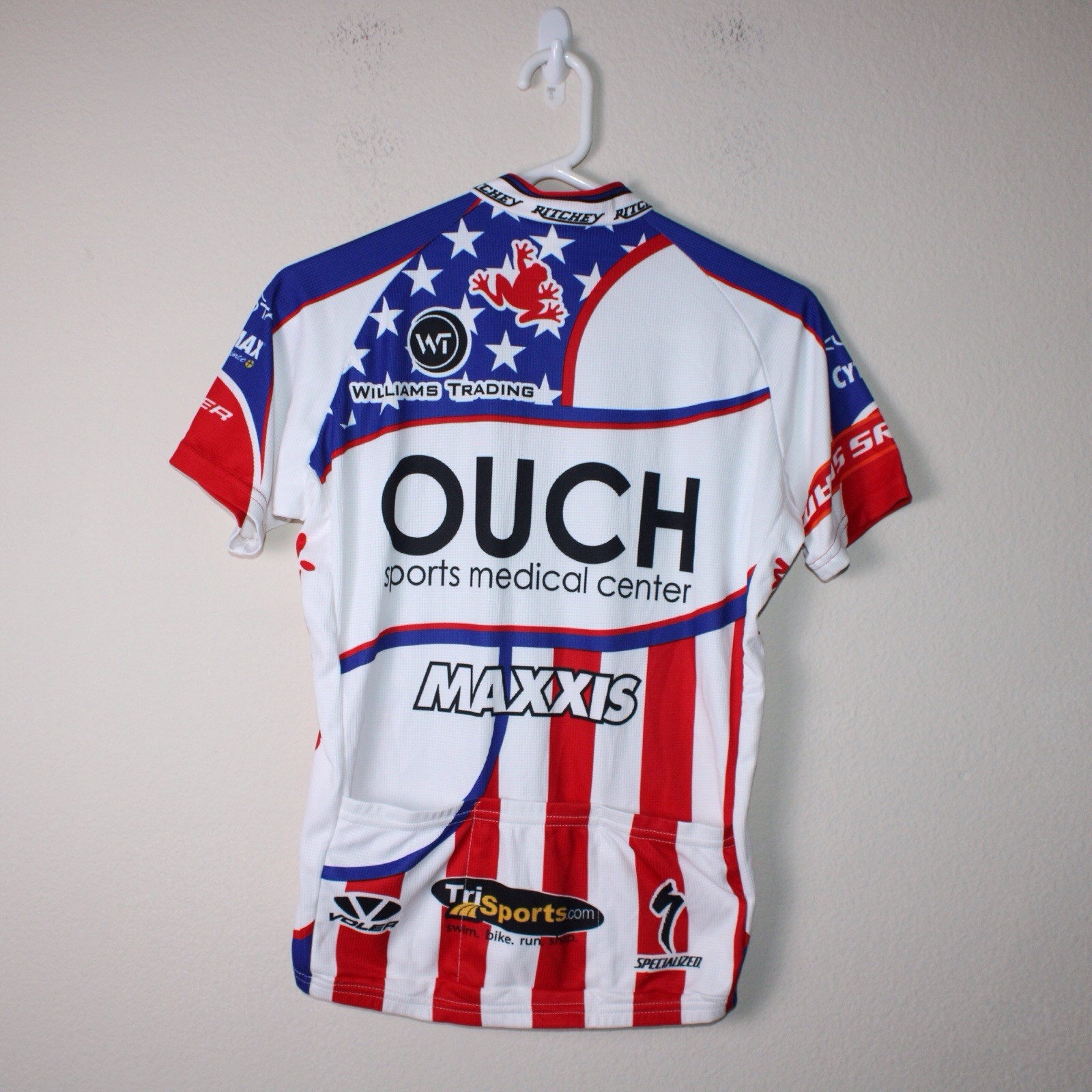 VOLER Cycling Jersey Mens S White Biking 3 Rear Pockets USA Race Raglan Graphics