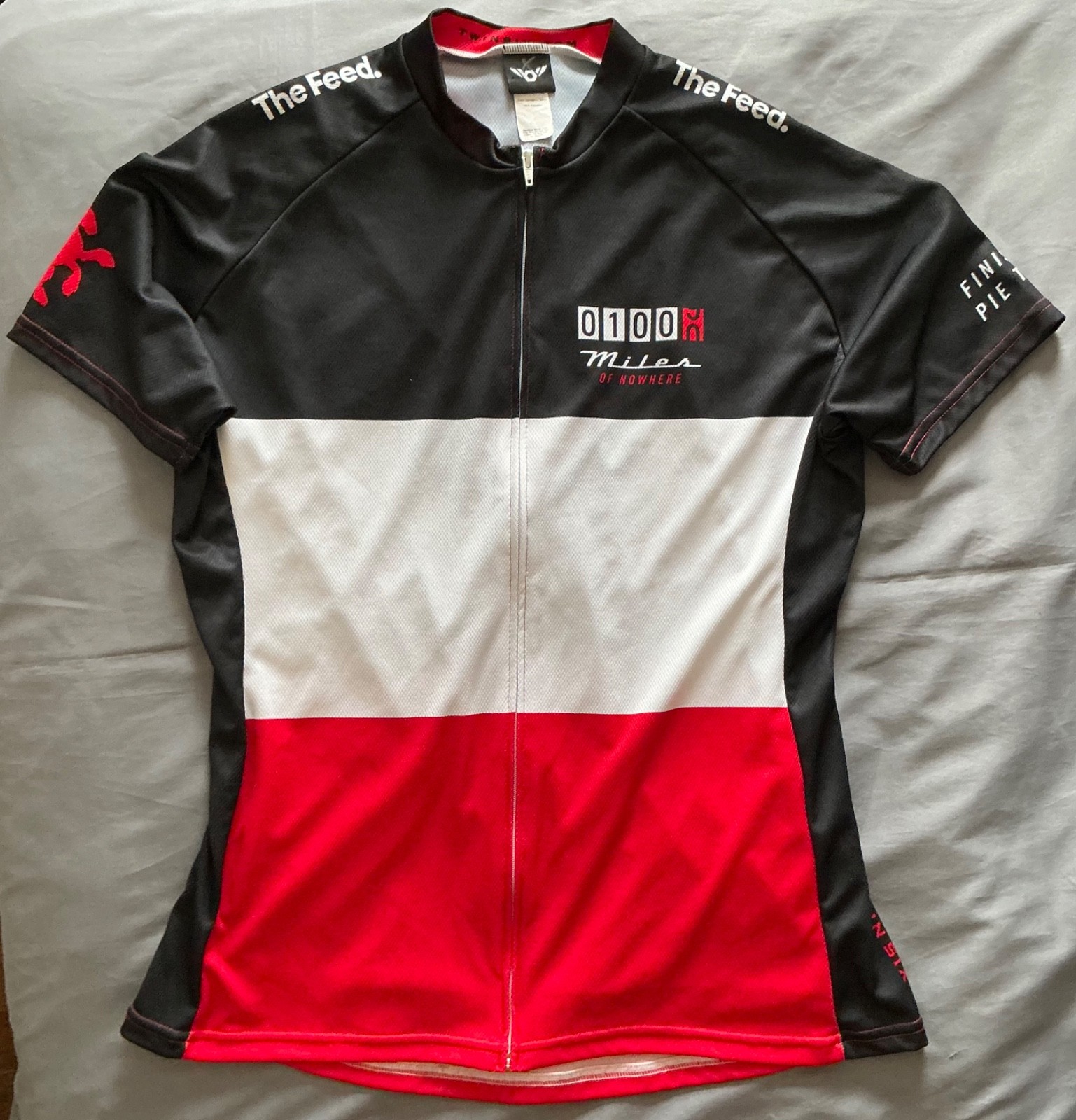 Fat Cyclist 100 Miles of Nowhere Cycling Jersey Red/Blk/Wht Women’s 2XL