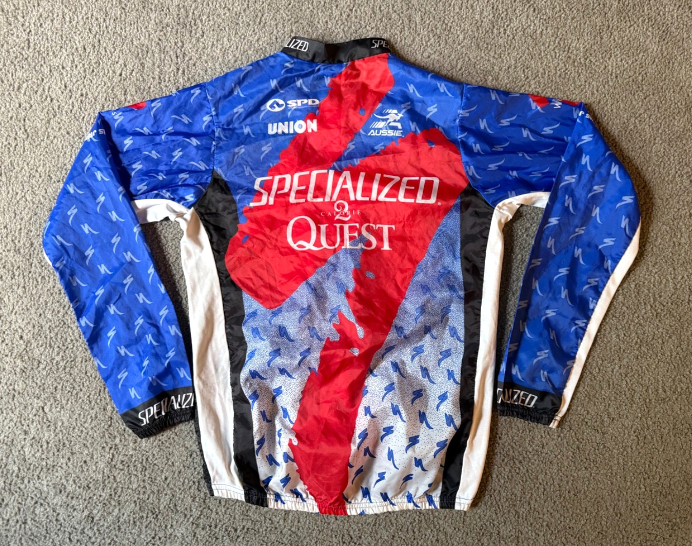VTG 90s Aussie Zip Front AOP Cycling Windbreaker Jacket – Size Large