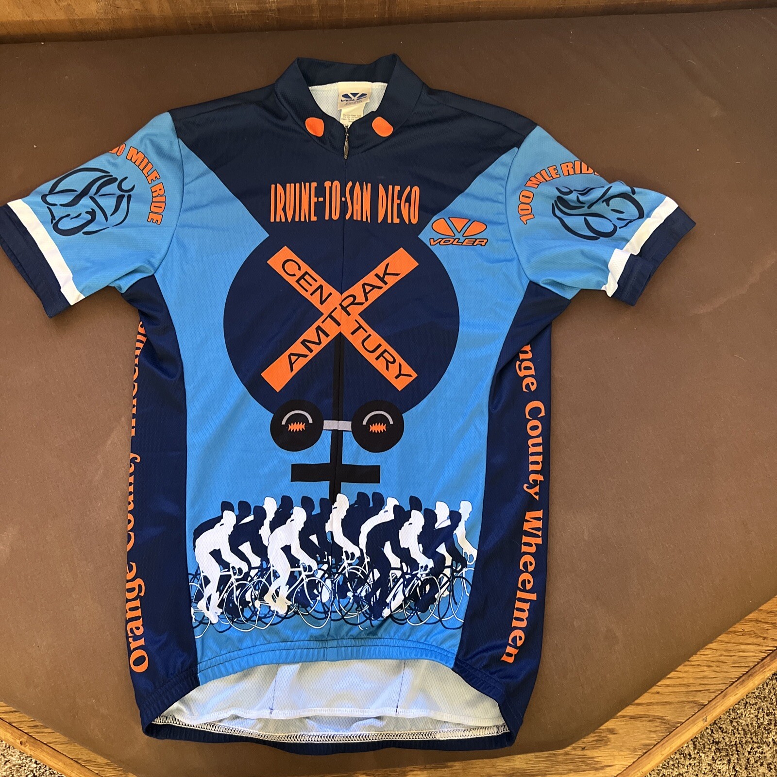 2008 Amtrak Century Wmn SM Club Set-In Zip Front Cycling Jersey Irvine-SanDiego