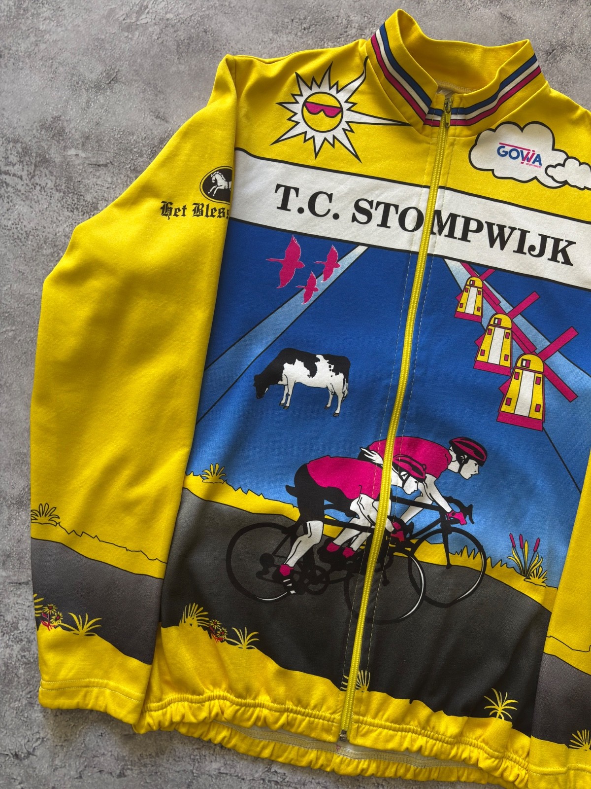 Vintage Cycling Jacket Zip hoodieT.C. Stompwijk Holland Full Zip Team Jersey M L