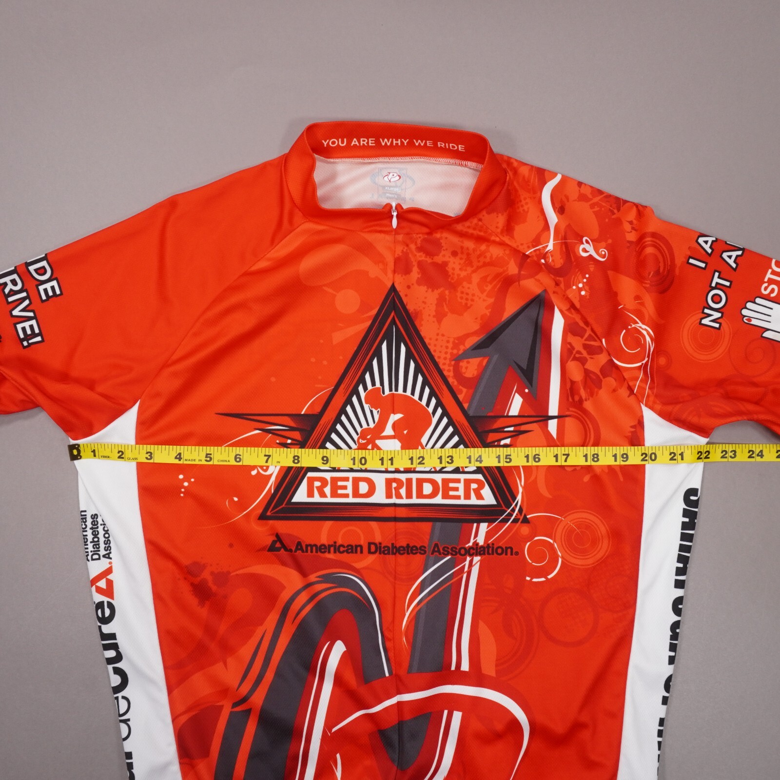 Primal Red Rider American Diabetes Association Cycling Jersey Mens XL ¾ Zip EUC
