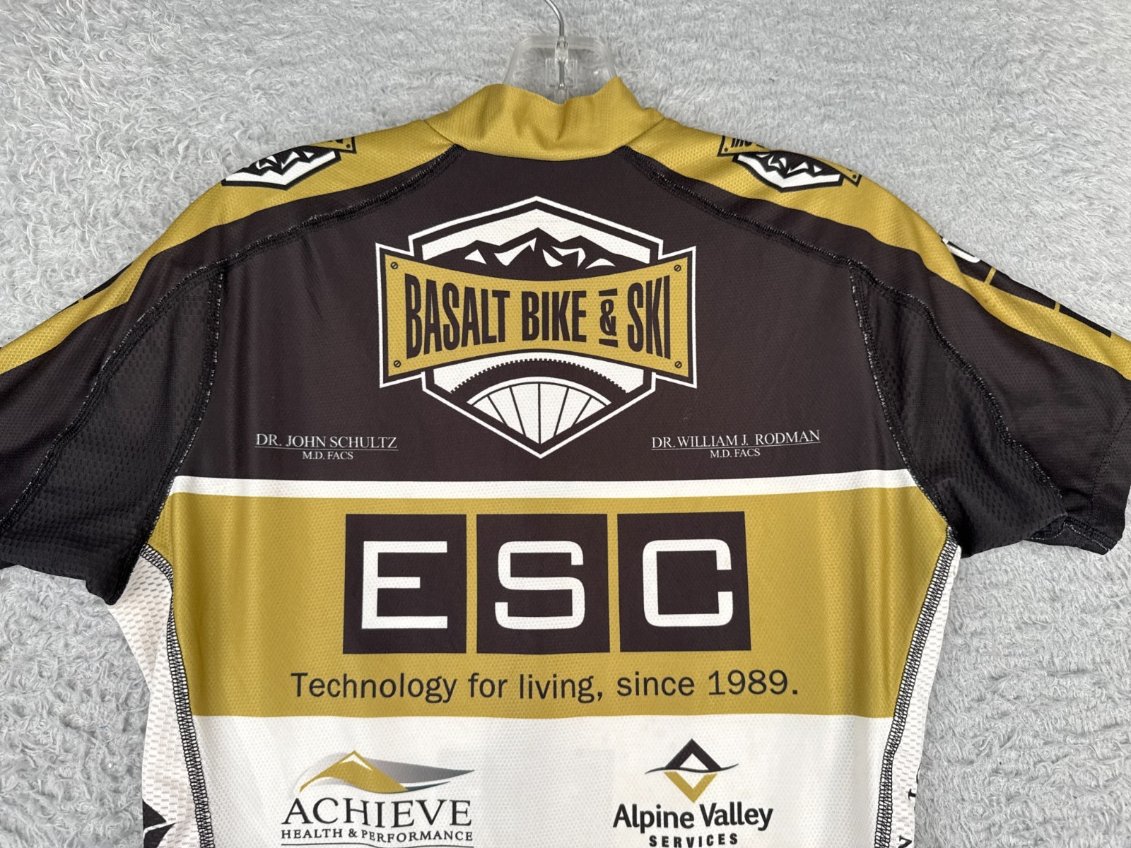 Sugoi Cycling Jersey Adult Medium Gold Black Full Zip Short Sleeve Poly