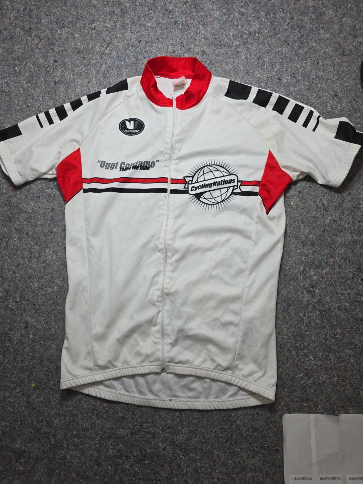Vermarc Jersey Men’s Cycling Size S Red and White Short Sleeve Full Zip (A3-68)