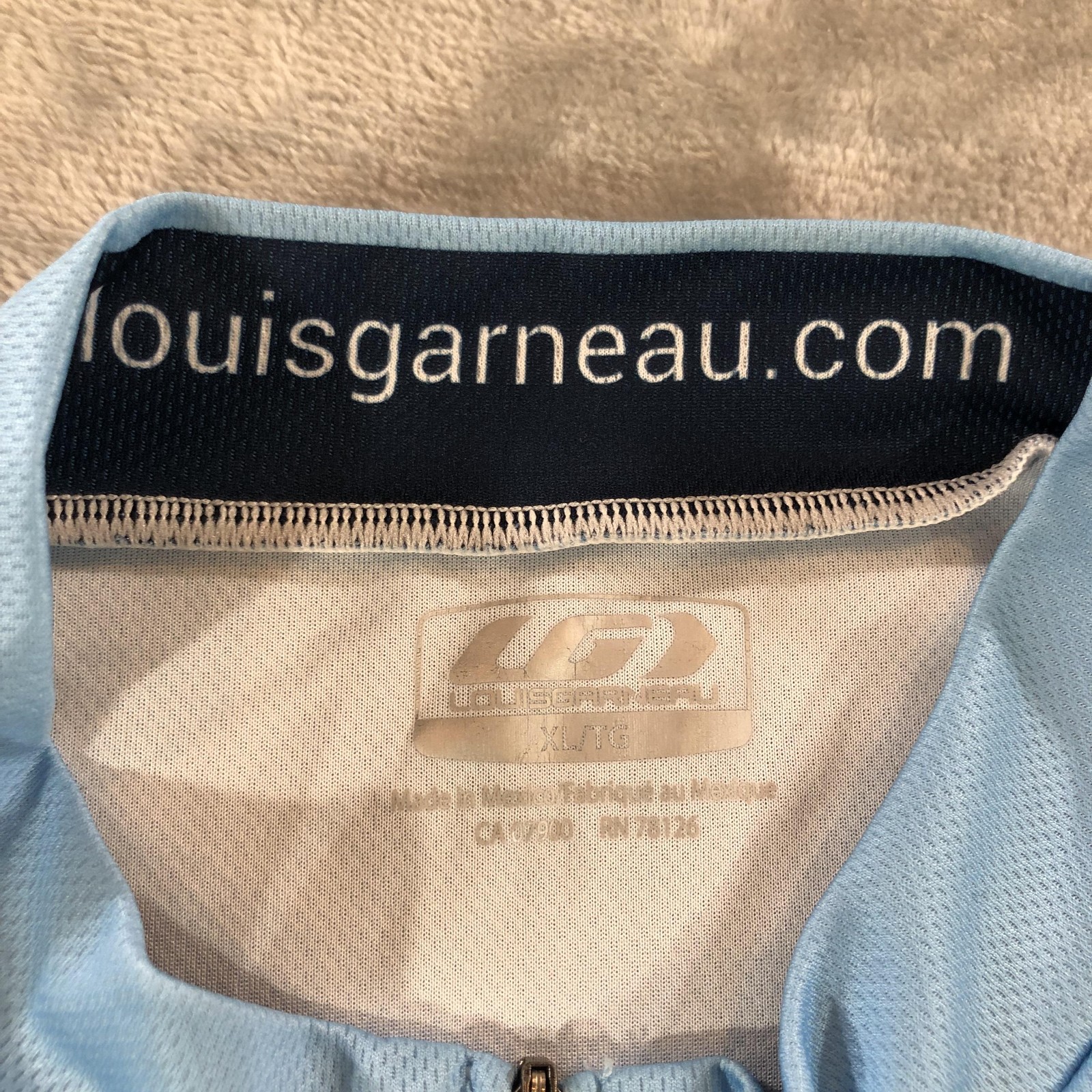 Louis Garneau Backroads Cycling Jersey Mens XL Blue Full Zip Short Sleeve Bike
