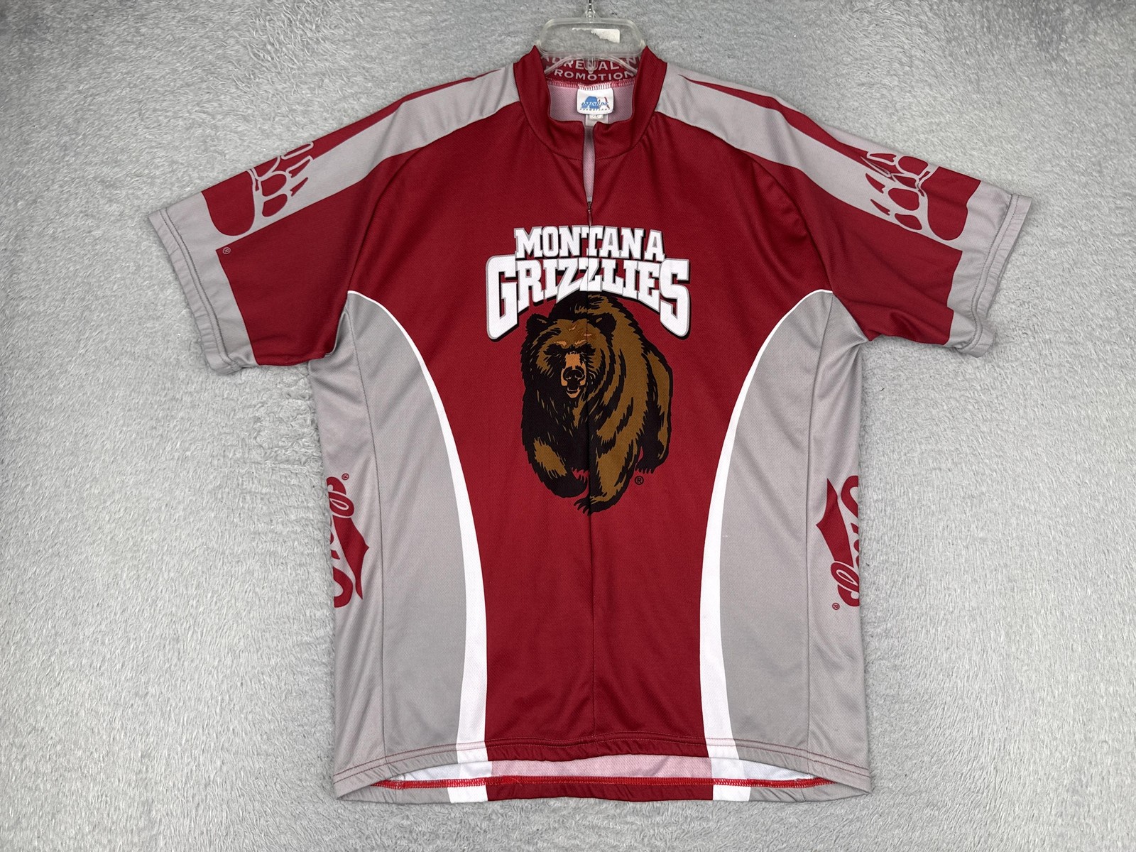 Adrenaline Promotions Cycling Jersey Mens 2XL Red Montana Grizzlies 1/4 Zip