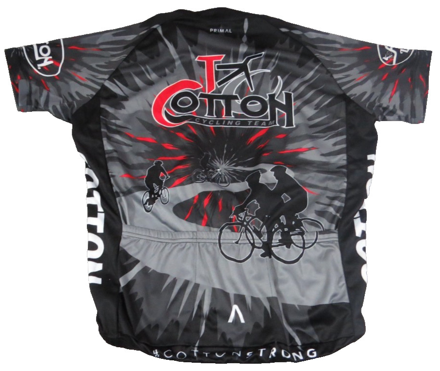 Primal Wear TX Cotton Cycling Team Jersey Mens Medium M Black Gray Full Zip Bike