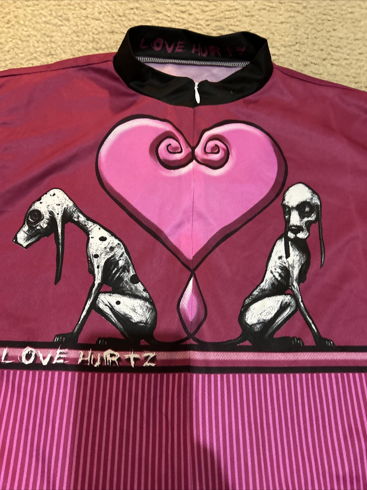 Primal Wear Womens 3/4 Zip Cycling Jersey Love Hurtz Heart Greyhound Dog Size XL