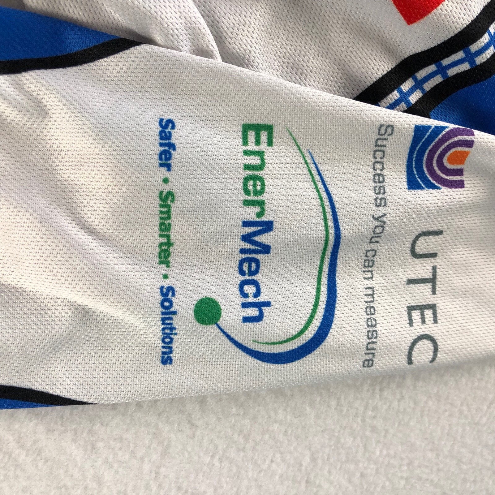 Nimblewear Cycling Jersey Mens Small Club Cut Short Sleeve Full Zip White Blue