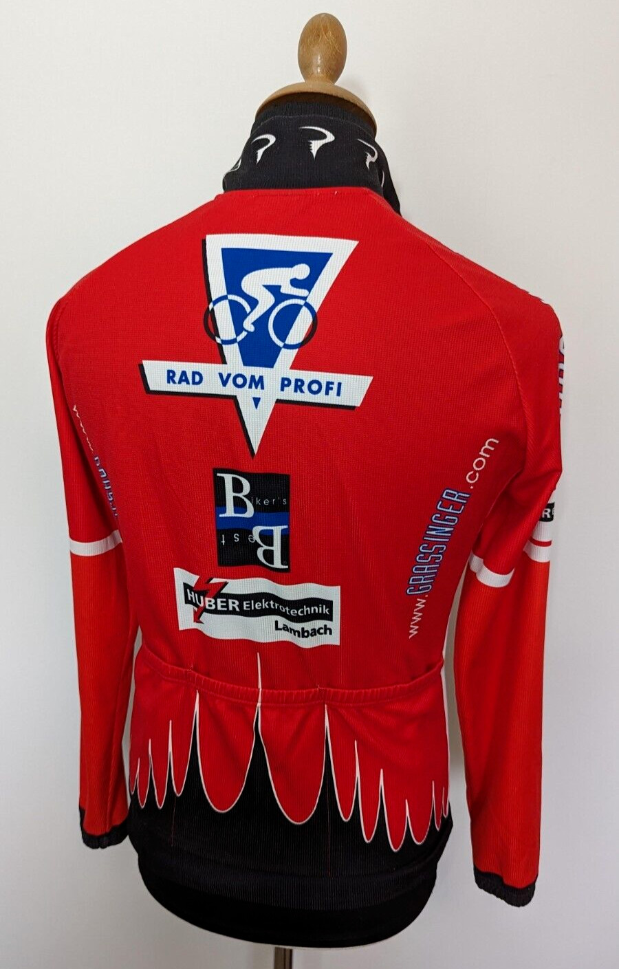 Giessegi Cycling Jersey Sz. M Long Sleeve Mens Red Full Zip Racing Warm Winter