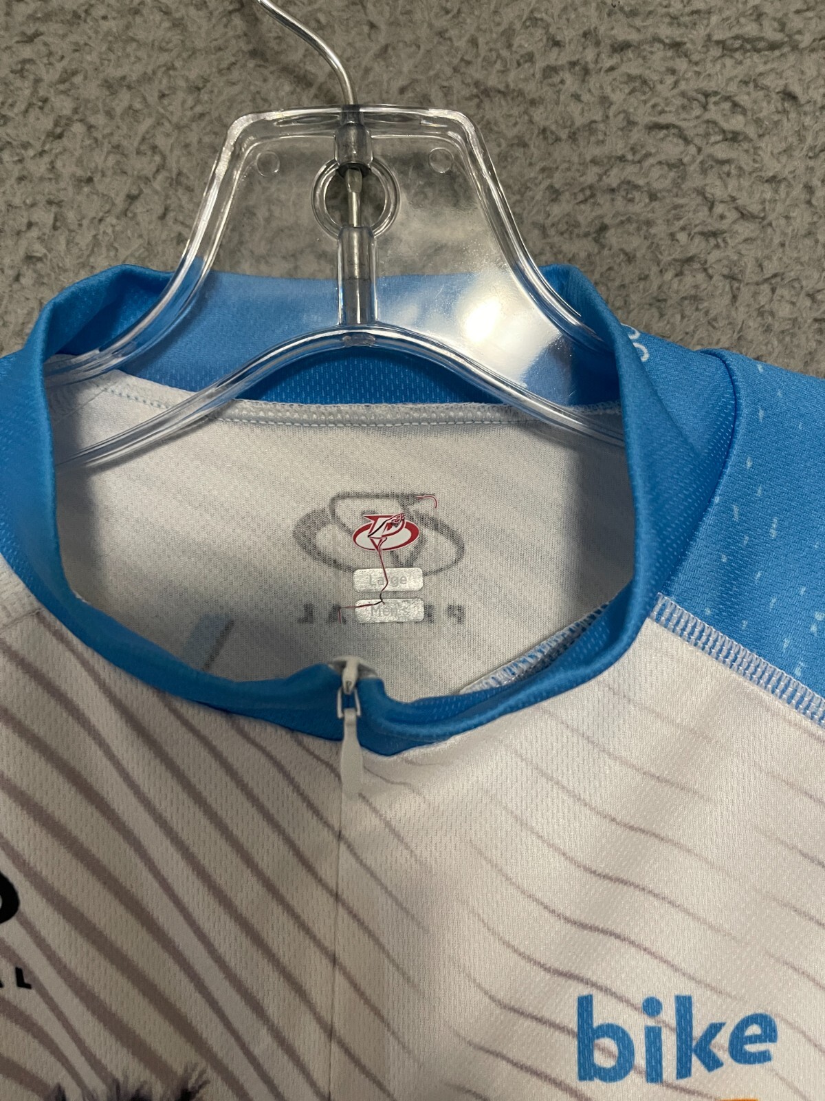 Primal Jersey Mens Size Large Cycling White 3/4 Zip Adult Short Sleeve Polyester