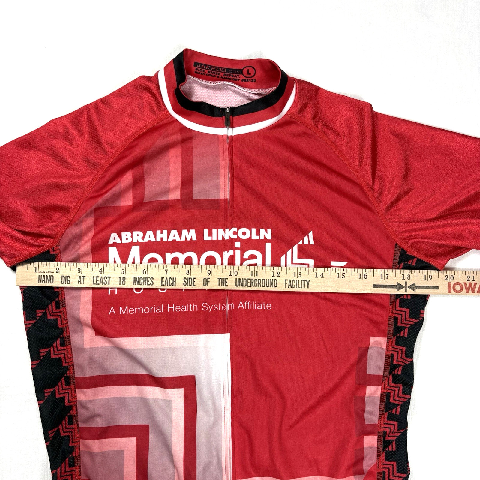 Jakroo Men’s Large Cycling Jersey Full Zip Bicycle Abraham Lincoln Hospital