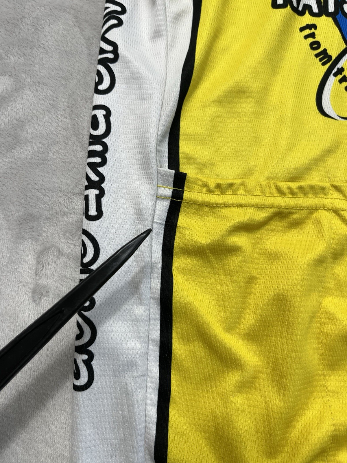 VTG Aussie Cycling Jersey Men Medium Yellow Rays Bike Shop Logo Back Pockets