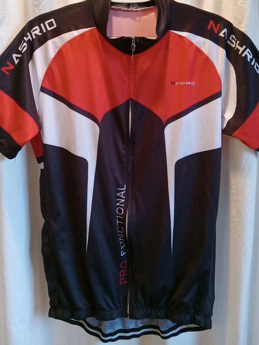 NWOT Nashrio Cycling Jersey Size XL Full Zip with Bottle Holders 100% Polyester