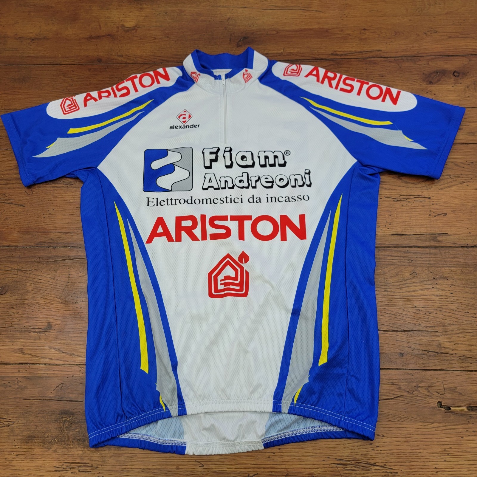 Alexander Mens 54 (XL) Cycling Jersey 21.5″ P2P Vintage Italy Ariston
