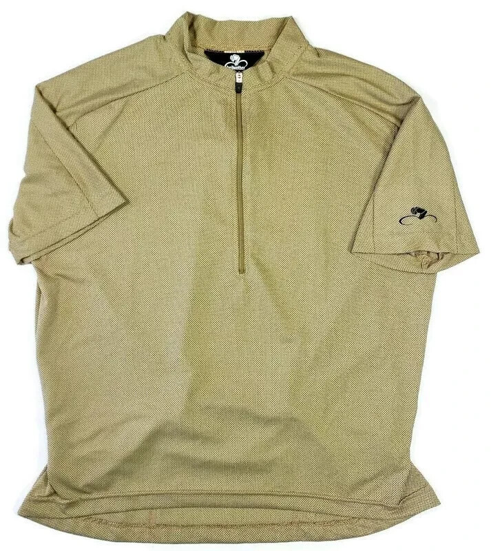 Bellwether Womens Sz L SS Cycling Jersey 100% Polyester 1/2 Zip 3 Pocket Beige