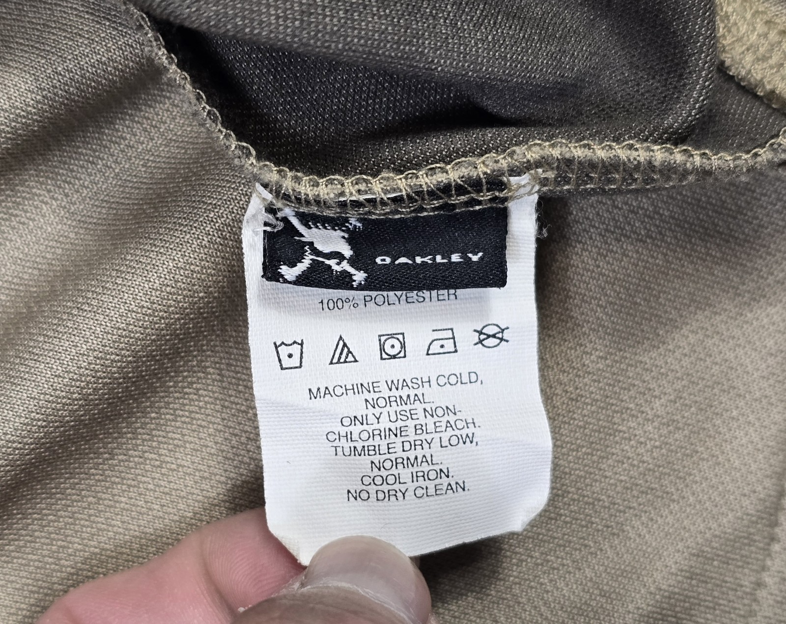 Vintage Oakley Crewneck Cycling Jersey XL Tan Technical Back Zip Pocket Y2K Tech