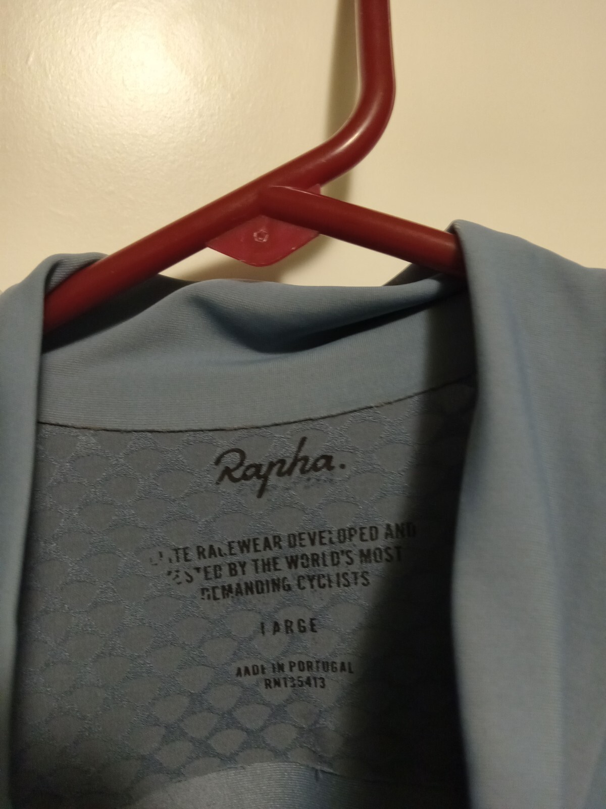 USED LIGH BLUE RAPHA CYCLING AERO II JERSEY LONG SLEEVE PRO TEAM MIDWEIGHT LARGE