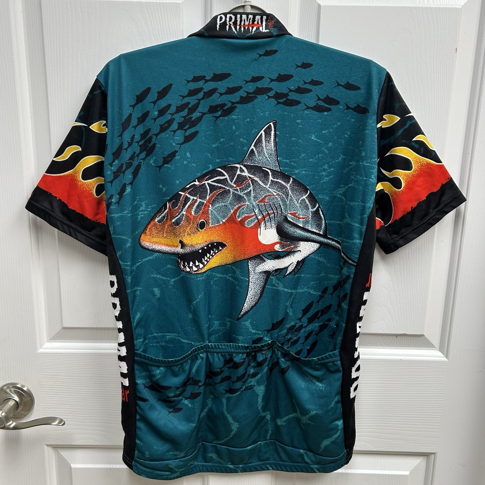 Primal Wear Mens 3/4 Zip Cycling Jersey Shark Graphic Rear Pockets Shirt MTB
