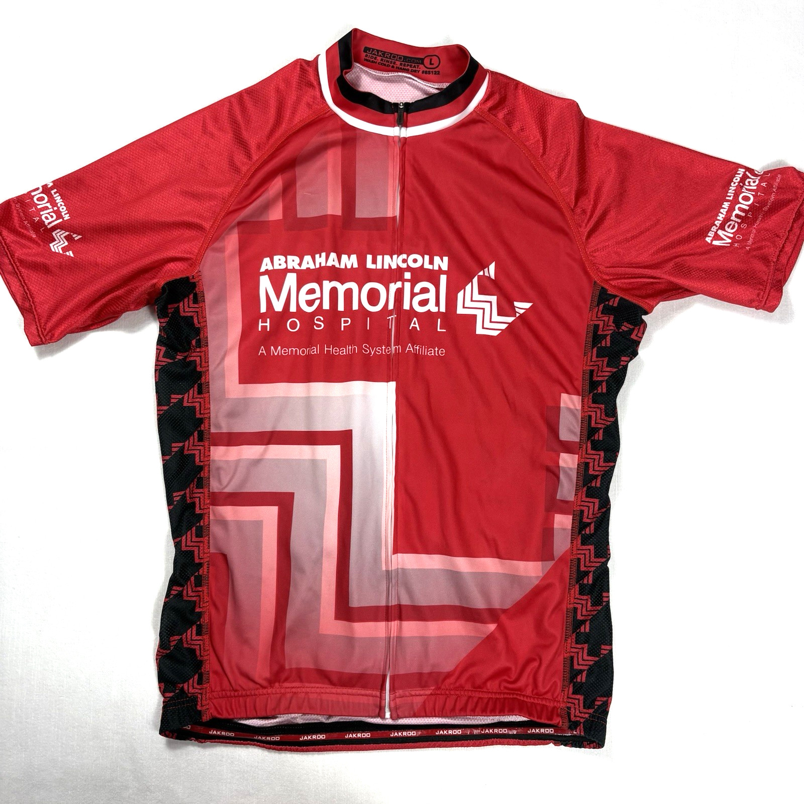 Jakroo Men’s Large Cycling Jersey Full Zip Bicycle Abraham Lincoln Hospital