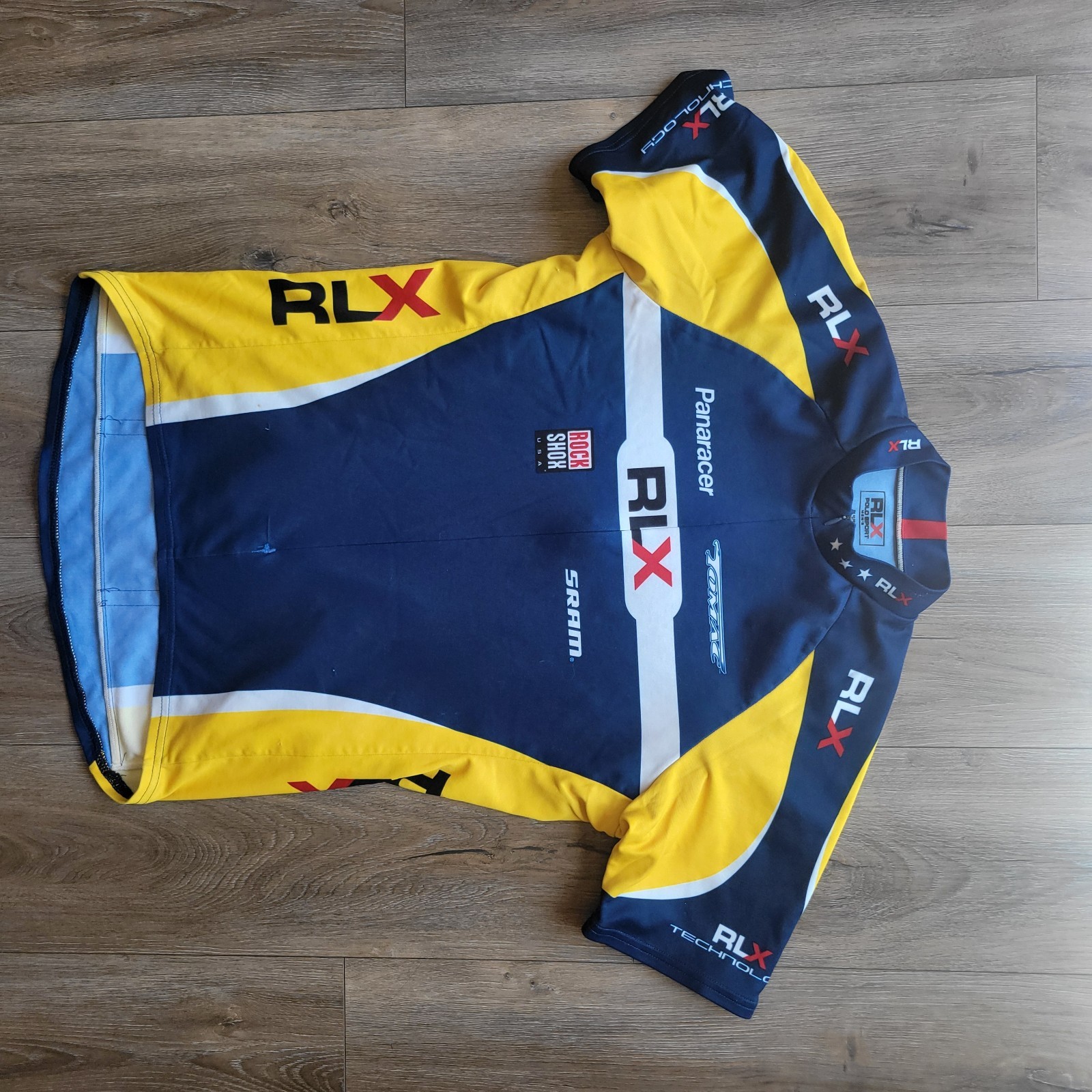VTG Polo Sport RLX Ralph Lauren Cycling Jersey Mens Large Logos 3/4 Zip Pockets