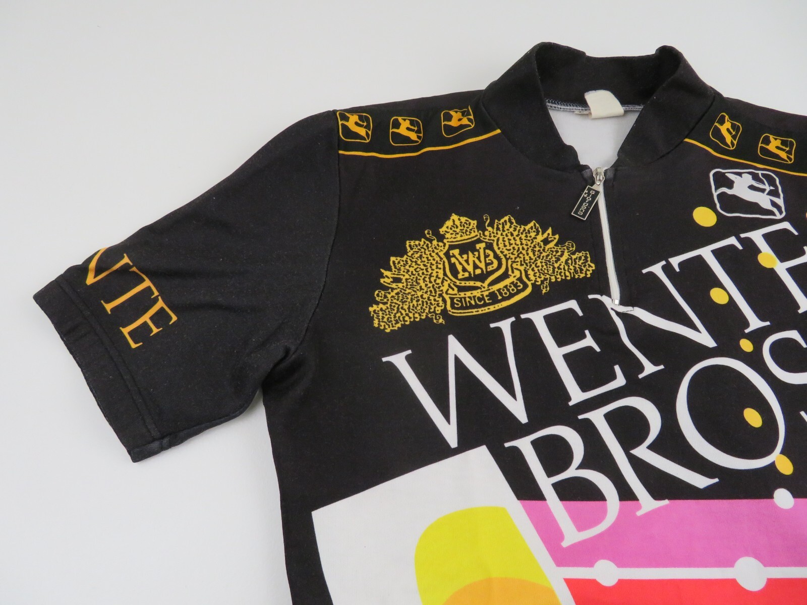 Vintage 80s 90s Giordana Wente Bros Rainbow Pro Cycling Bike Jersey Mens 3 Small