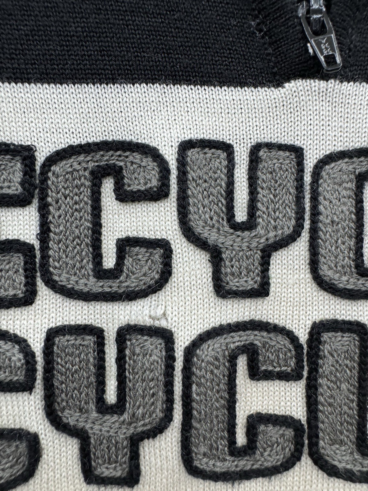 RARE VTG Earth Wind & Rider Small 100% Wool 1/4 Zip Cycling Jersey Black White