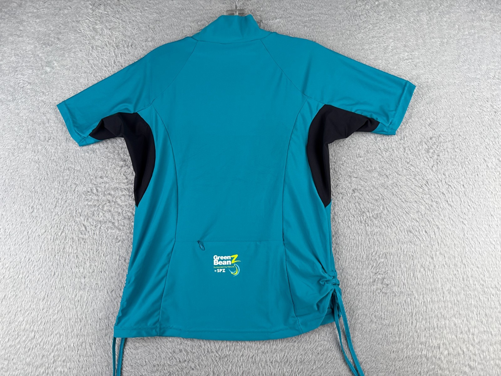 Green Beanz Cycling Jersey Womens Large Blue Black Short Sleeve UPF Polyester