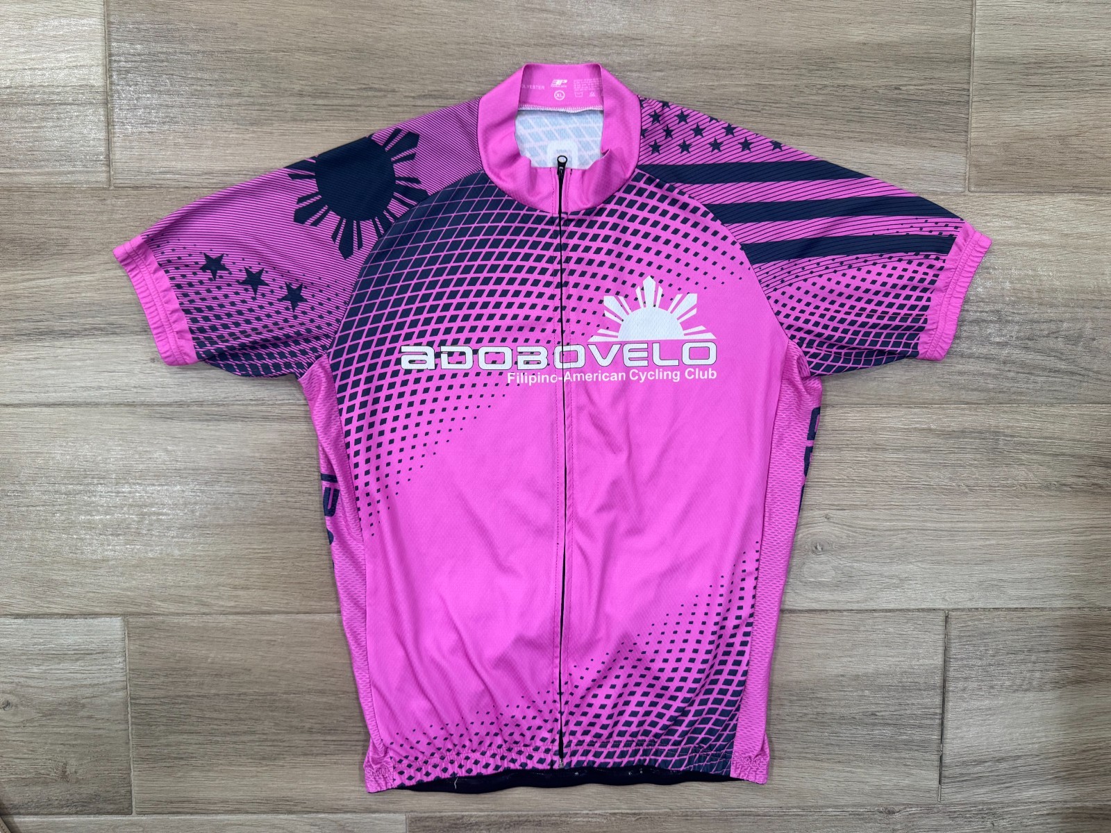 Filipino American Cycling Club Jersey XL Adult Pink Adobo Velo Zip Short Sleeve