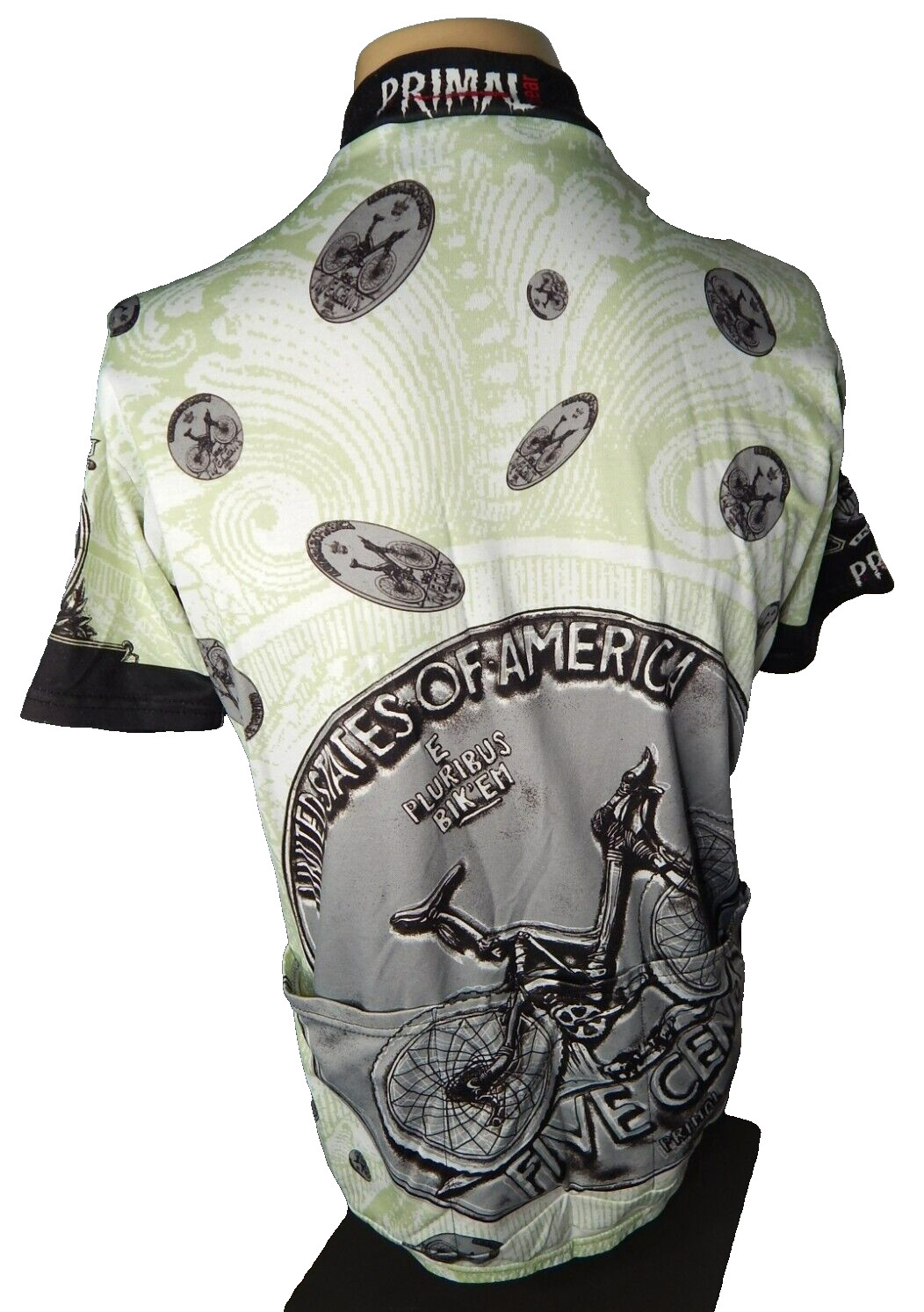vtg 90s PRIMAL WEAR Heads I Win Short Sleeve Half Zip Cycling Jersey men’s L