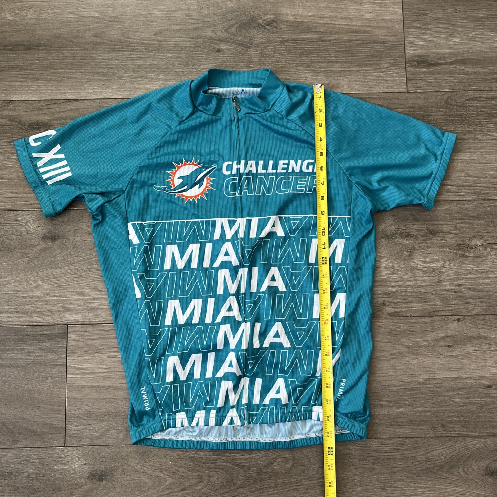 Primal Cycling Jersey Mens M Full Zip Short Sleeve Miami Dolphins Challenge