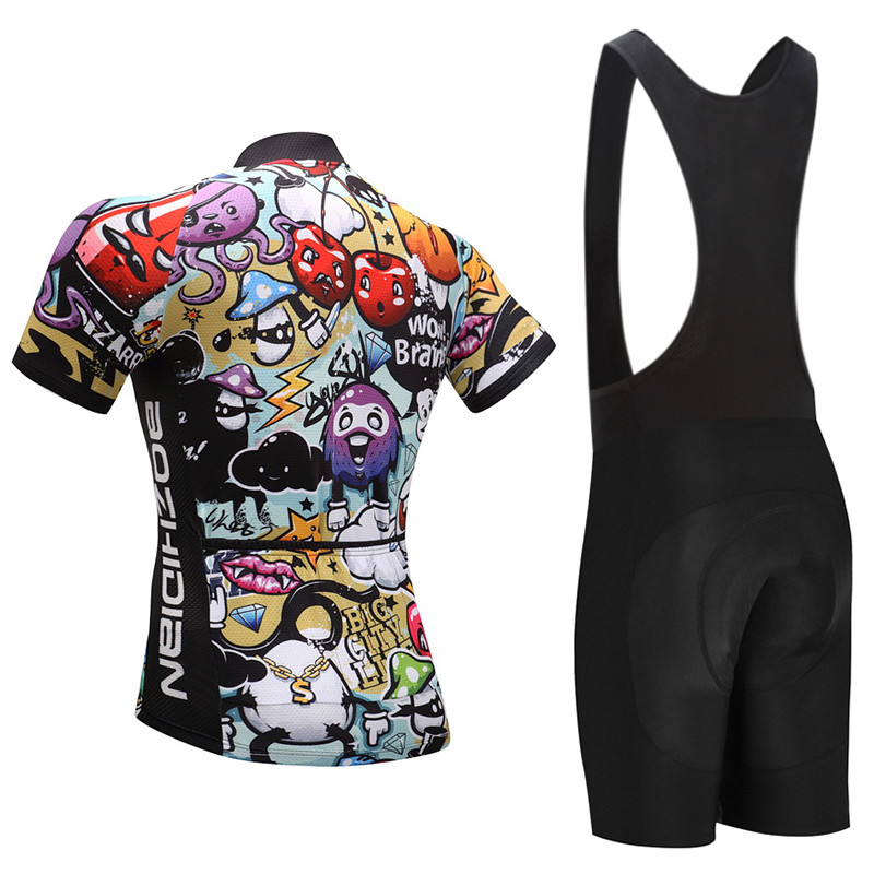 Men’s Bike Clothing Cartoon Cycling Jersey and Padded (Bib) Shorts Kit S-5XL