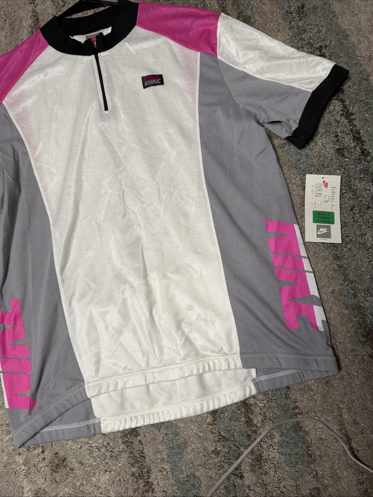 Vintage Nike Cycling Jersey Shirt Grey/pink Men’s XL Cotton