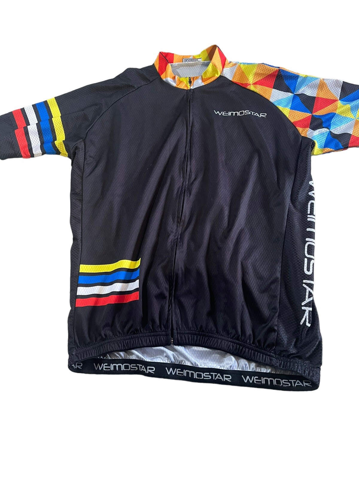 Weimostar full zip cycling jersey multi color argyle design men’s sz XXL