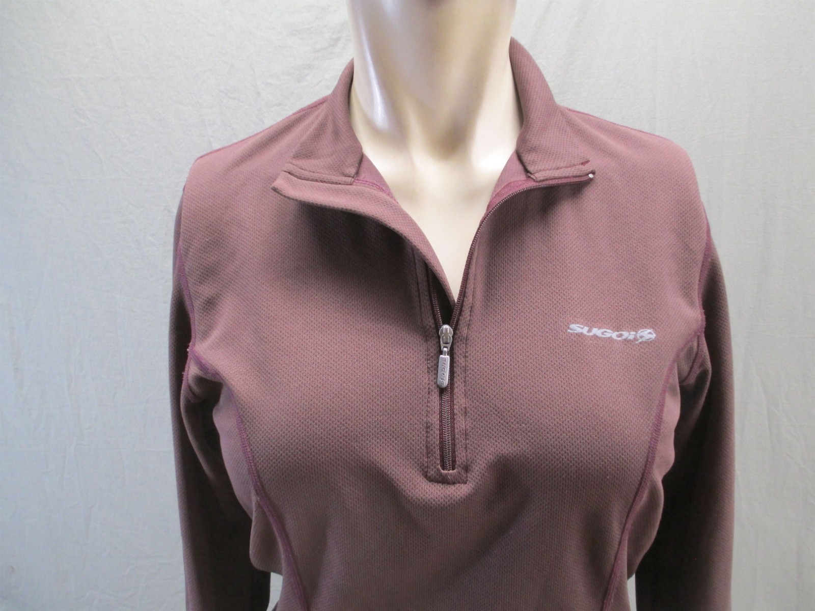 Sugoi Size S Womens Brown Cycling 1/2 Zip Long Sleeve Stretch Crop Pull Over 552