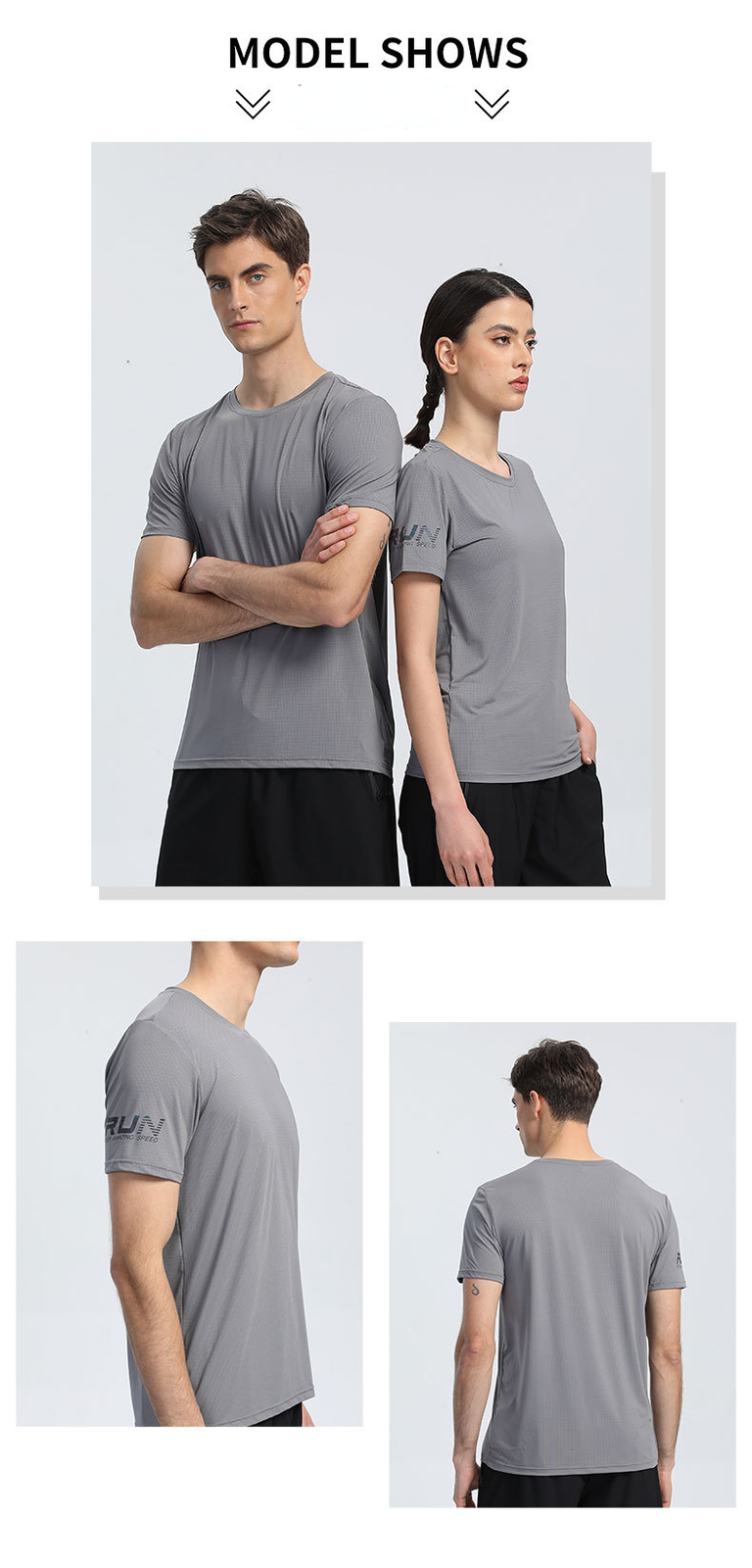 Men Women’s Short Sleeve Printed Round Neck Fitness Ice Silk Quick Dry T-shirt