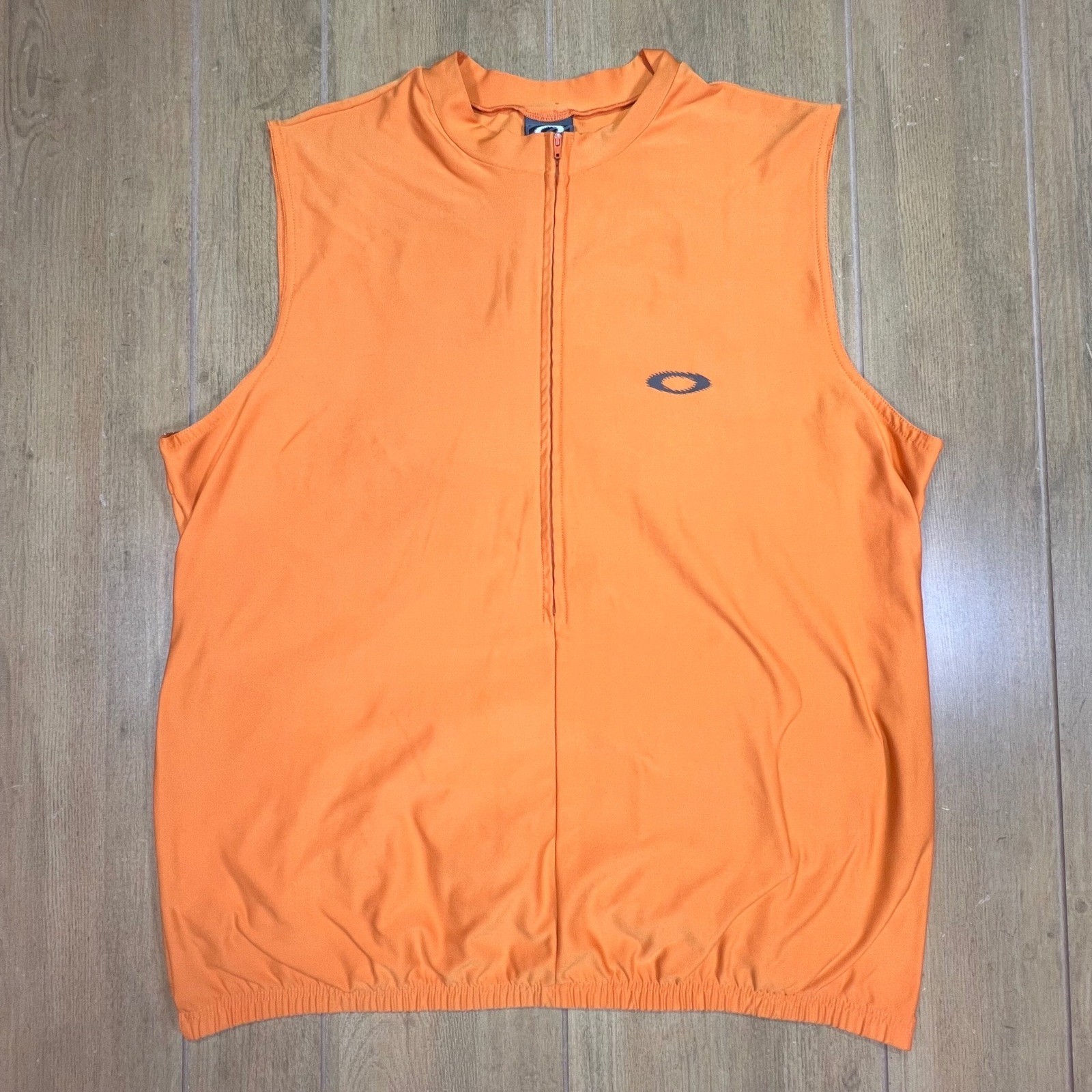 Oakley Software Mens XL Cycling Vest Orange Quarter Zip Sleeveless vintage