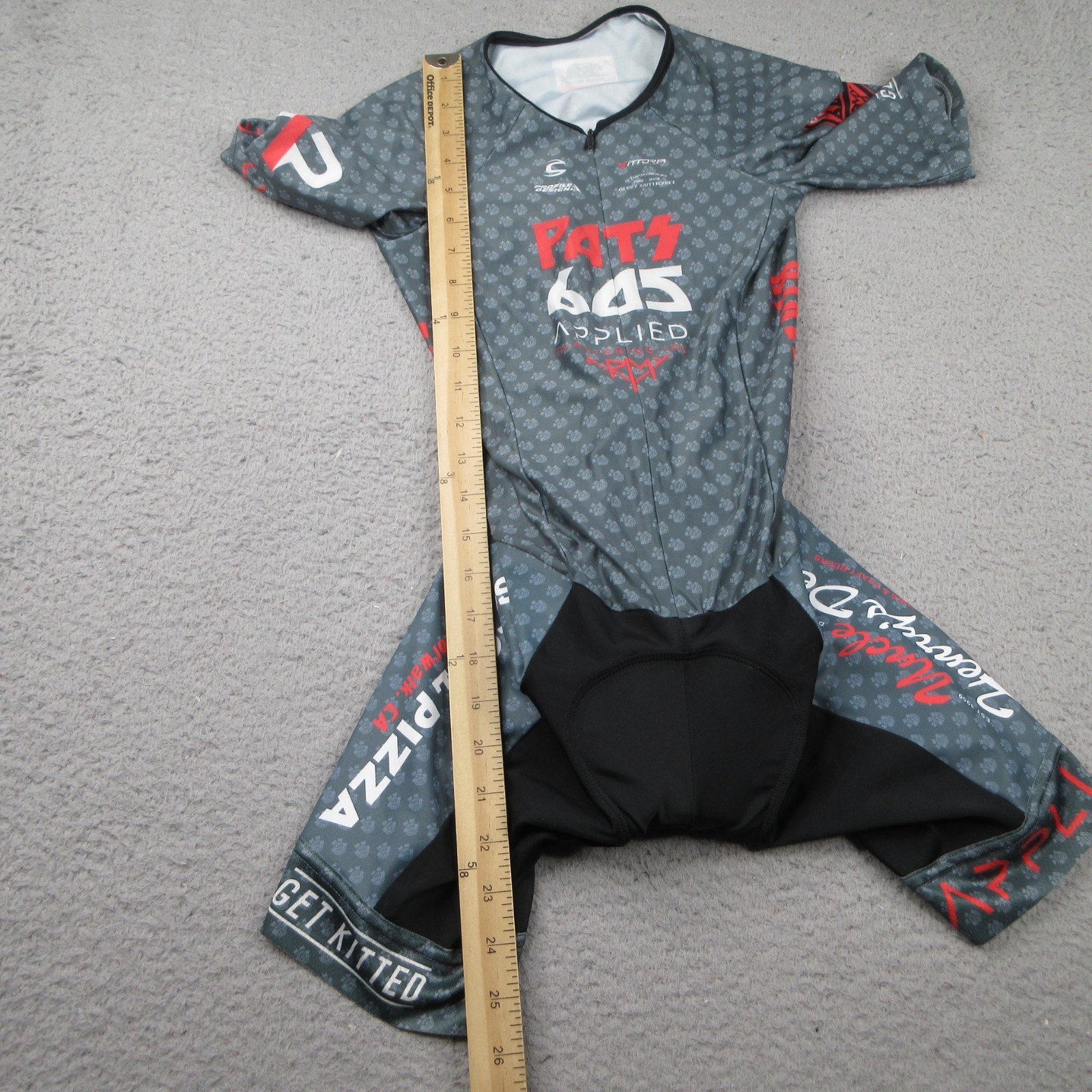 Jakroo Cycling Skinsuit Mens XS Gray Stretch Padded Performance Short Sleeve