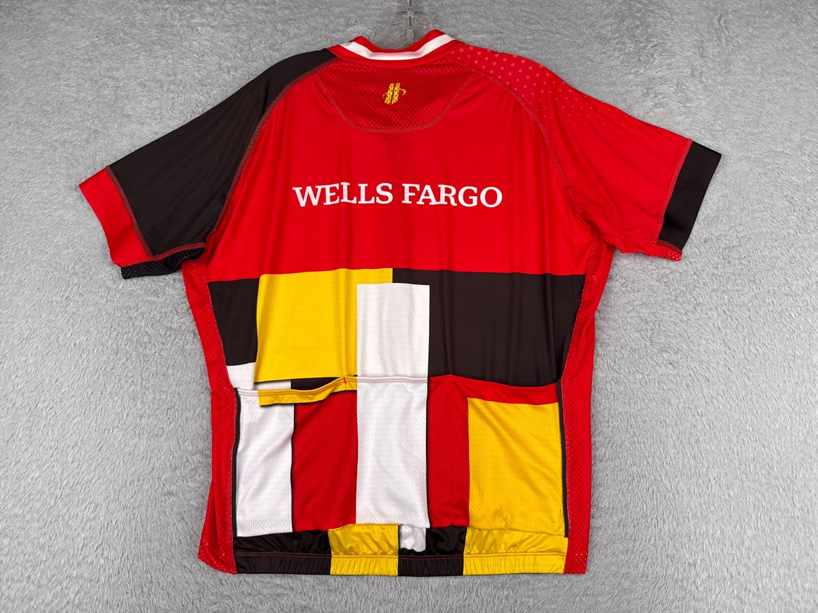 Hincapie Cycling Jersey Adult Extra Large Red Yellow Full Zip Short Sleeve Poly