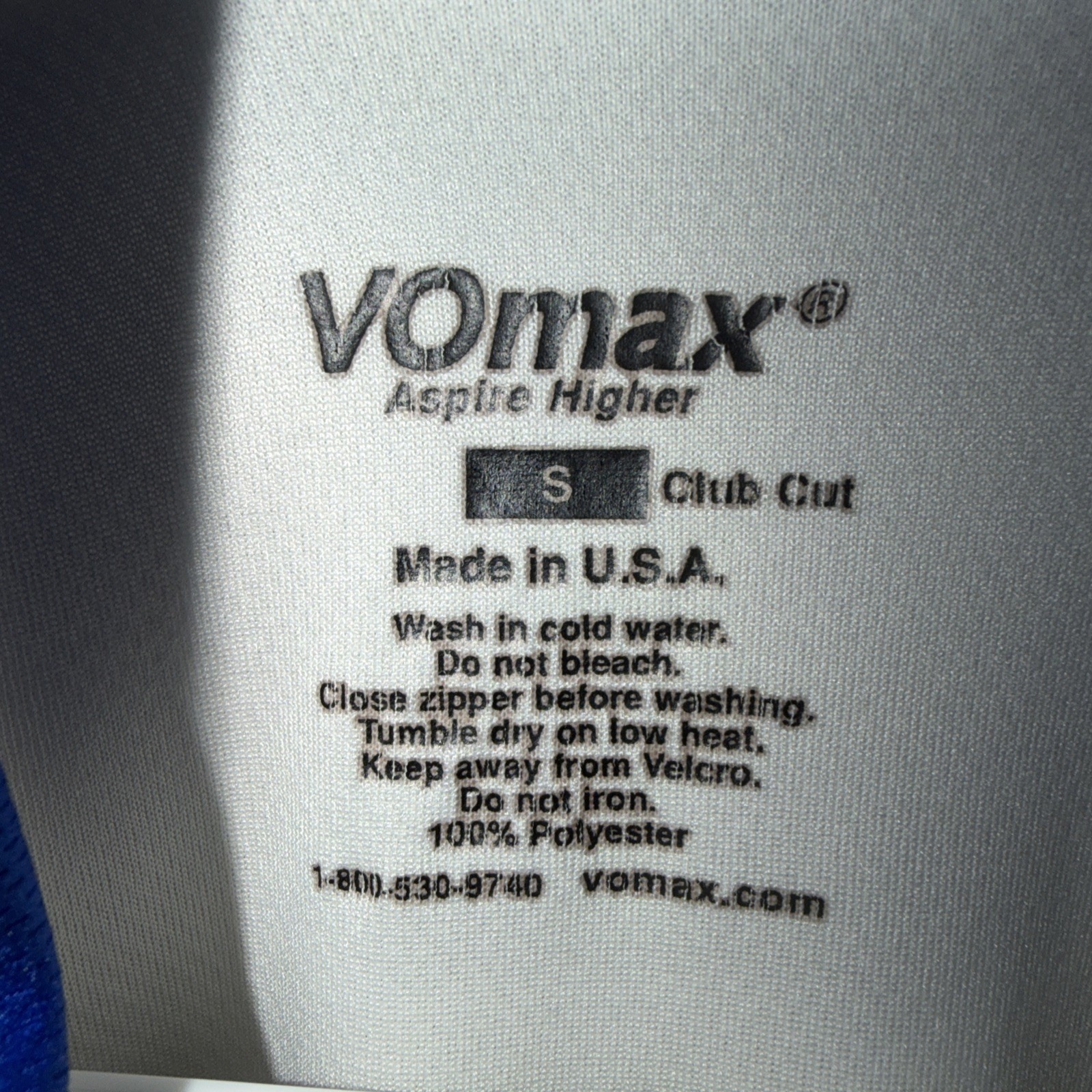 VOmax Unisex 3/4 Zip Short Sleeve Cycling Jersey w/Back Pockets Size Small