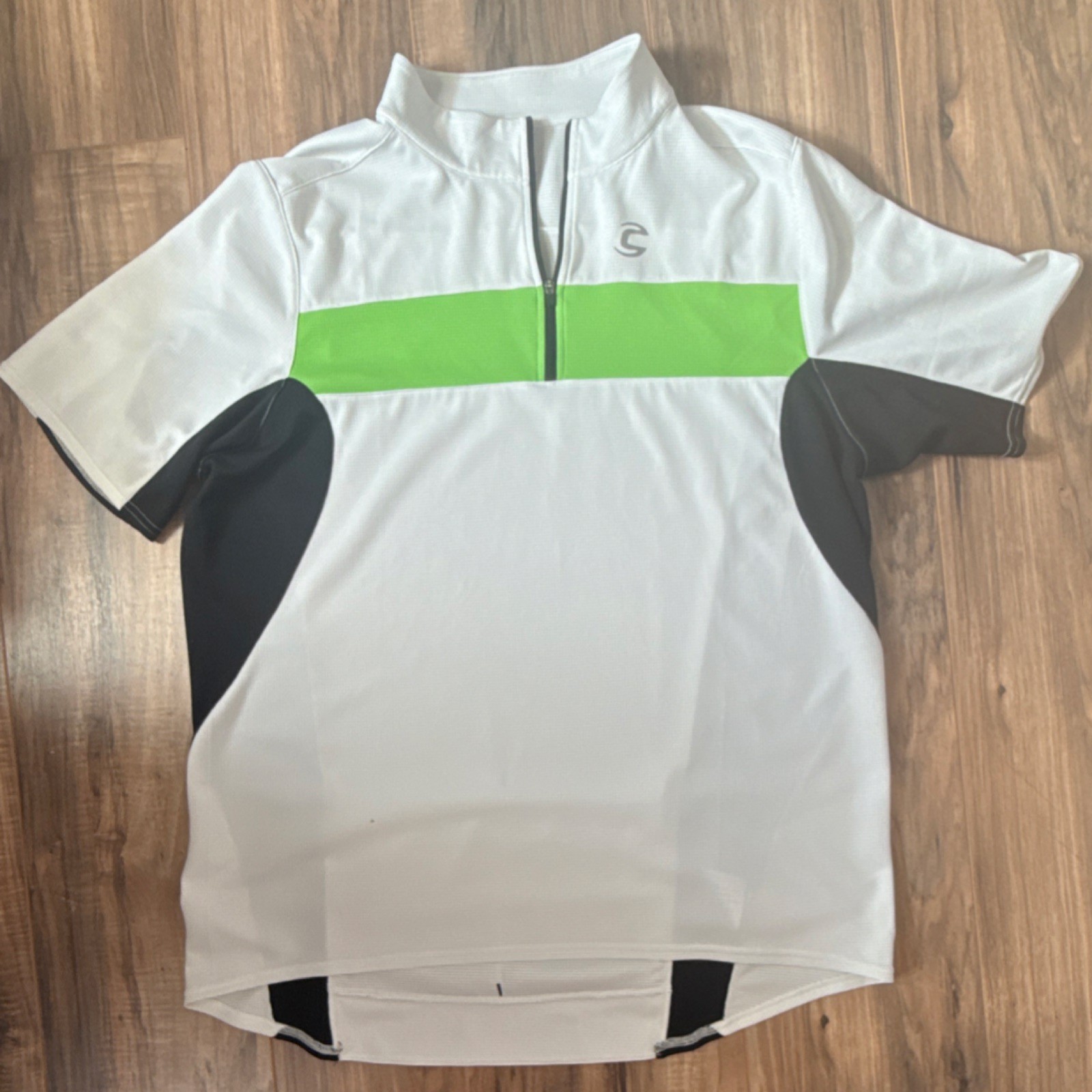Cannondale Men’s Cycling Jersey XLWhite/Green/Black Colorblock 1/4 Zip Pockets